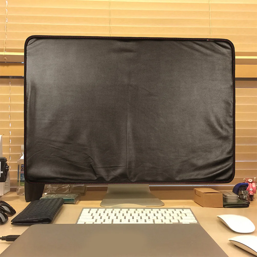 

21 Inch Black Polyester Computer Monitor Cover Protector with Inner Lining with Pocket for LCD Screen