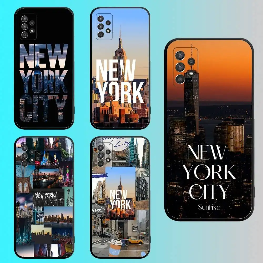 

New York City NYC Phone Case For Samsung S 25,24,23,22,30,21,10,9,Ultra,Plus,Lite,FE,4G,5G Black Soft Case