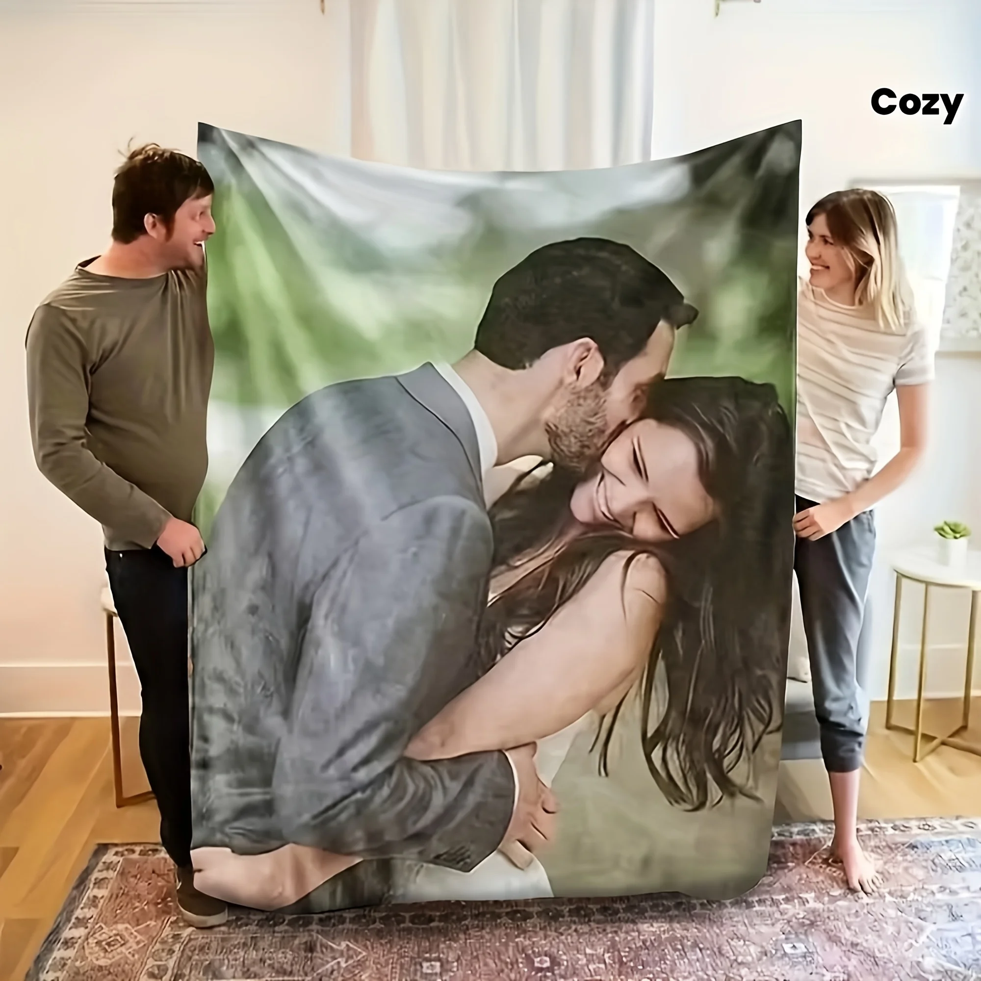 1pc Photo Customization Personalized Flannel Blanket Photo Blanket Customization Sofa Blanket, Father, Mother, Christmas, Sofa,