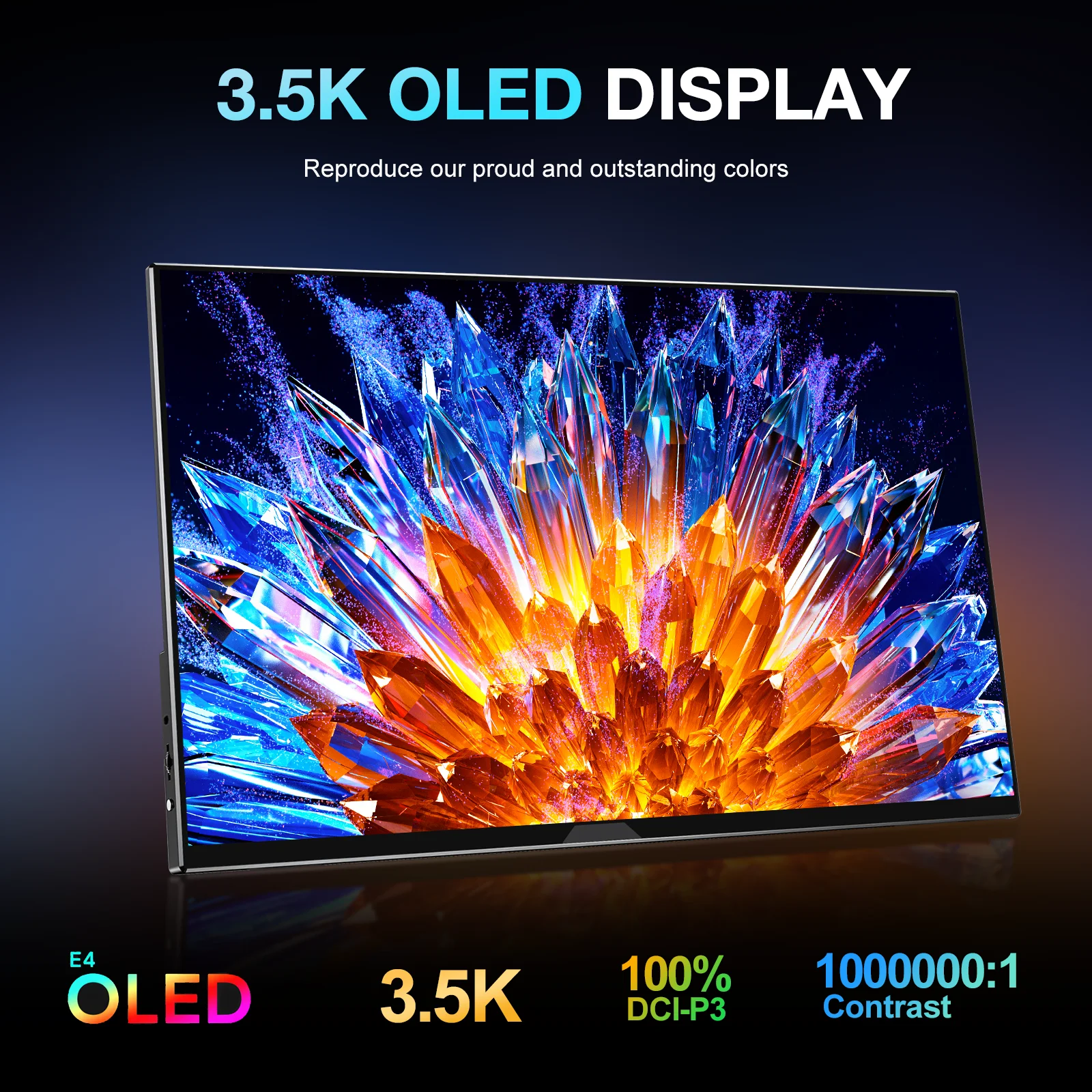 15.6-inch 3.5K OLED Portable Monitor Type-C HDMI Travel External Screen VESA Mountable for Laptop PC PS5 Switch