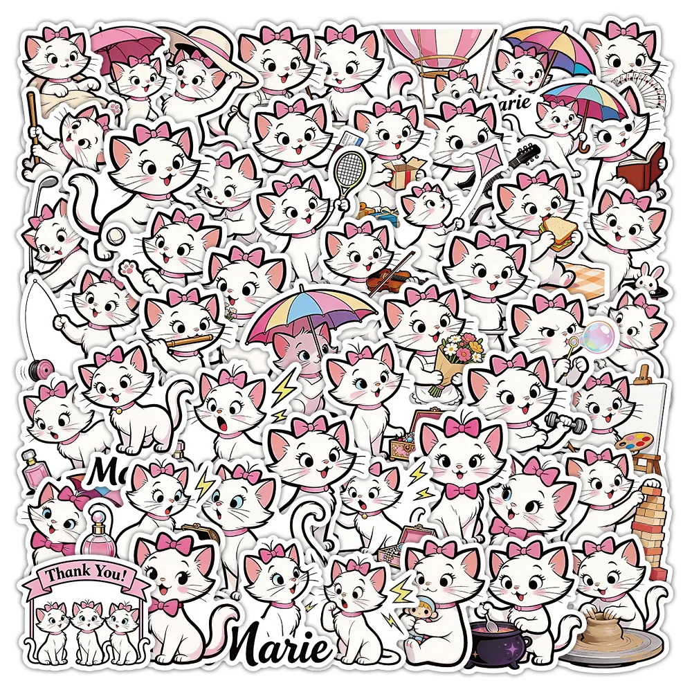 

50-Pack Cute Cartoon Cat Doodle Stickers Waterproof Decorative Decals for Tablets Phones Guitars Helmets Stationery Notebooks