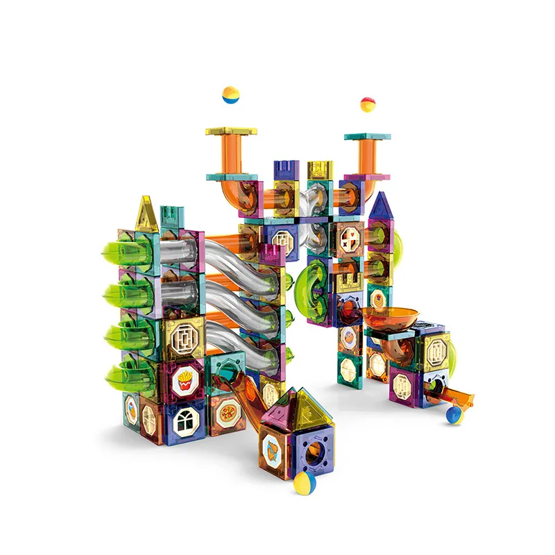 FAI DA TE Per Bambini 3D Pista Magnetica Building Blocks Scivolo Palle Corsa Tracce Puzzle Pipeline Mattoni Giocattoli Per Bambini Educazione Regali Di Natale