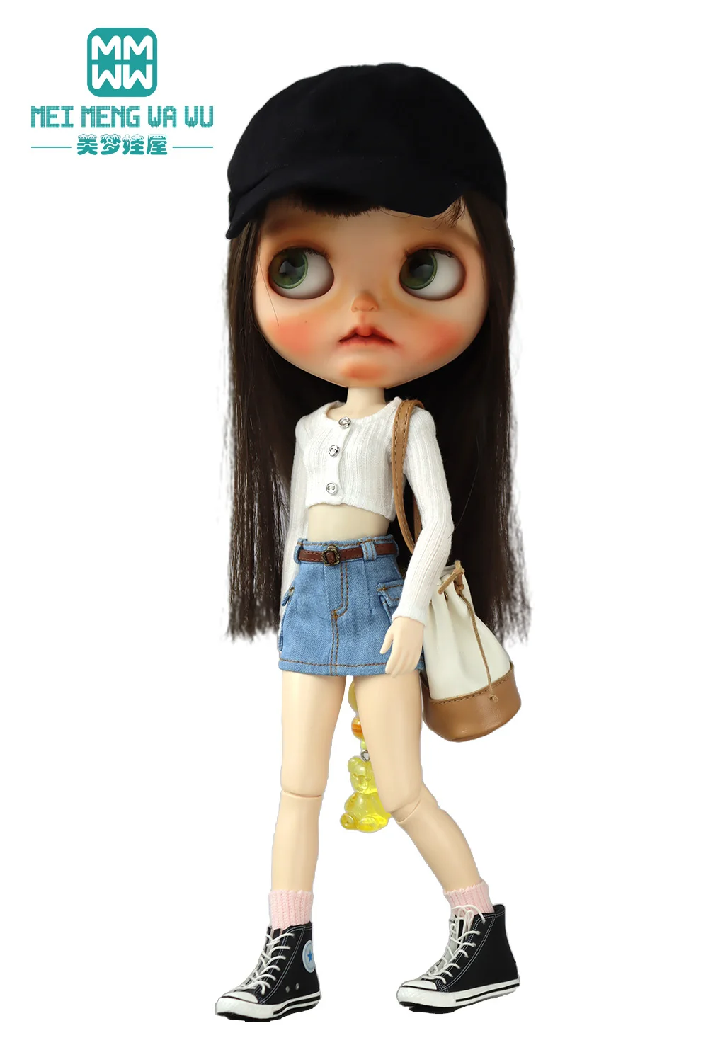 28 cm Blyth-Puppenkleidung, modische bonbonfarbene Blusen, Mini-Jeansröcke für OB23 OB24 Azone-Puppenzubehör – Detail 35