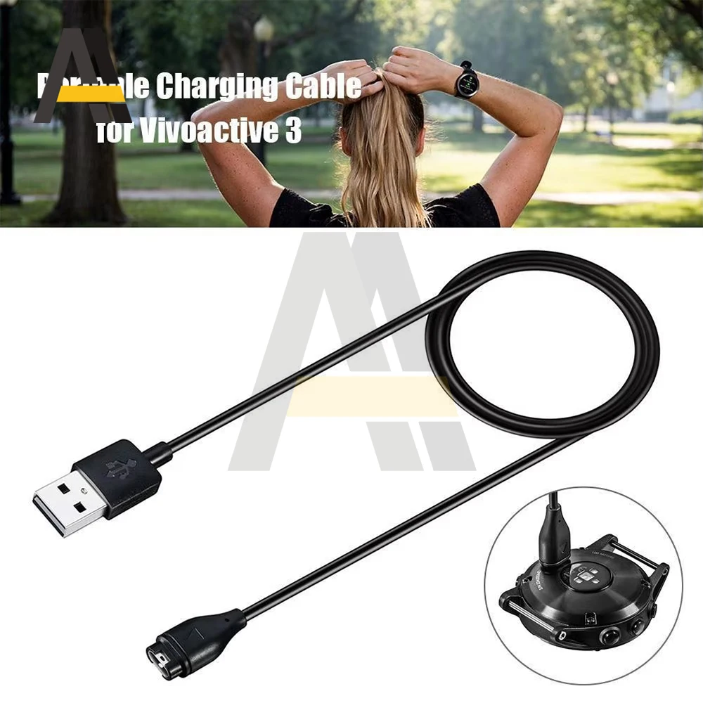 Cable de carga USB de 100cm para Garmin Fenix 8/7/7S/7X/6/6S/6X/5/5S/5X Forerunner 45 165 245 255 265 645 955 965 Vivoactive 5 Venu