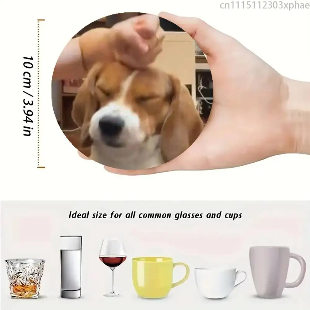 Cute Beagle Dog Meme Anti-slip Tea Coffee Cup Pad Heat-Resistant Round Bowl Teapot Mat Home Gift