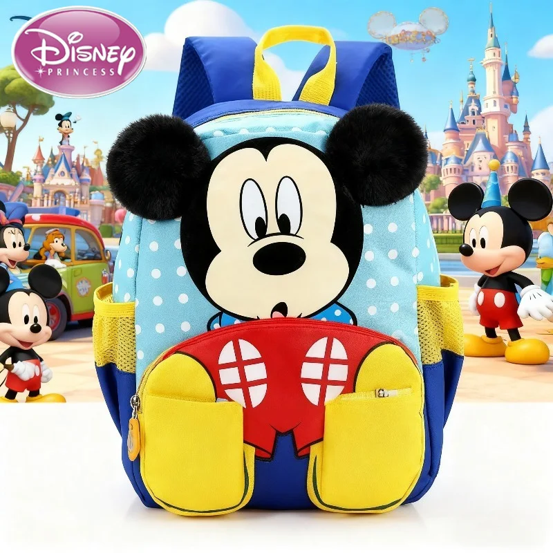 Disney 2025 New Mickey Kindergarten Cute Cartoon Backpack Boy and Girl Burden Reduction and Spine Protection Student Schoolbag