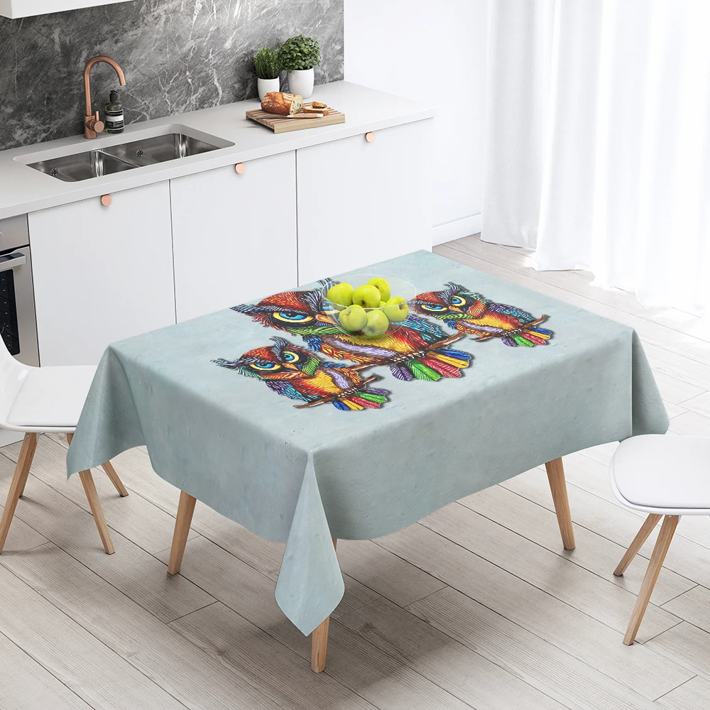 

Cartoon Owl Pattern Printed Waterproof Tablecloth Rectangular Thickened Washable Party Home Restaurant Decoration Cloth