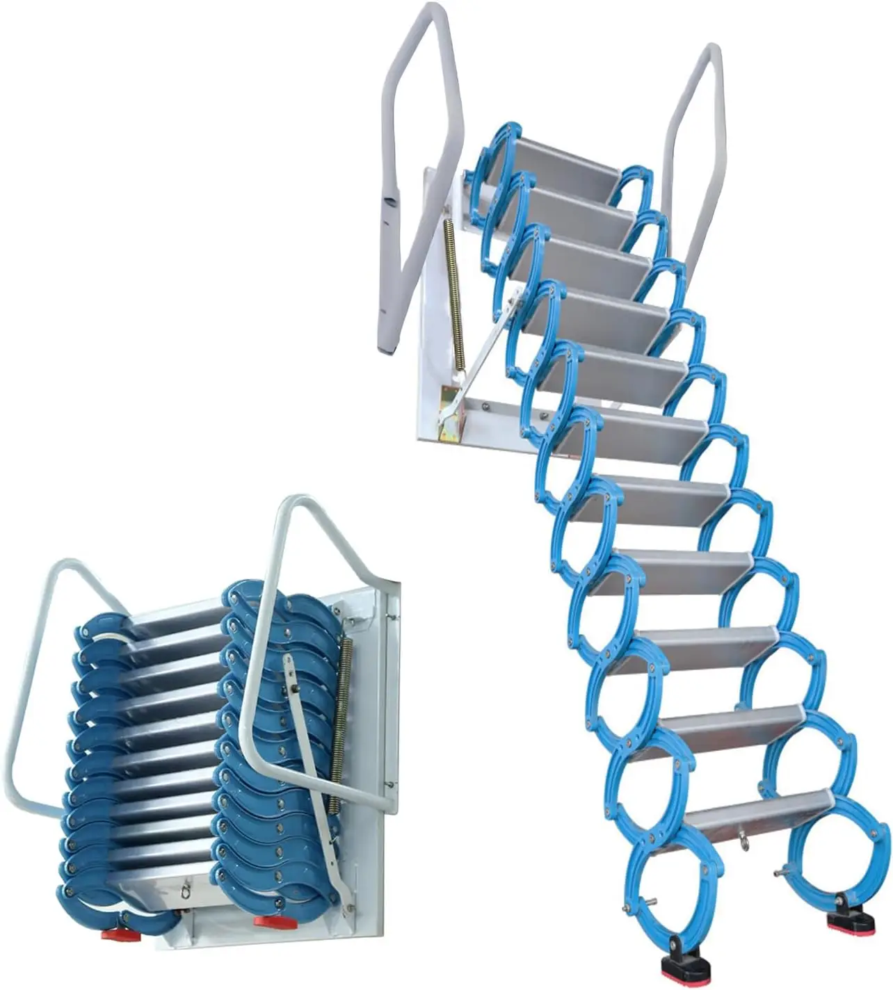 

Intsupermai Attic Stairs Pull Down 12 Steps Attic Stairs Alloy Attic Access Ladder Pulldown Attic Stairs Wall-Mounted Folding