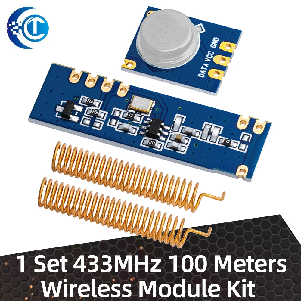 1 Set 433MHz 100 Meters Wireless Module Kit ASK Transmitter STX882 + ASK Receiver SRX882 + 2Pcs Copper Spring Antenna