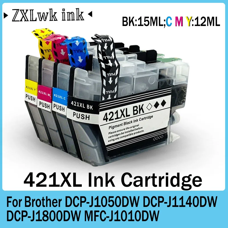 Cartuchos de Tinta LC 421XL Compatibles con Impresoras Brother DCP J1050DW J1140DW J1800DW MFC-J1010DW con Chip