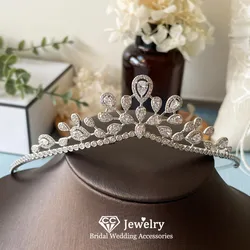 CC Tiaras and Crowns Women Hair Accessories Wedding Hairwear Bridal Headpiece Engagement Jewelry Leaf Shape Coronet Party HS11