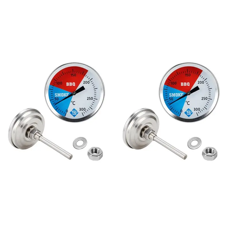 A04G-2X TS 300 Celsius 2 Inch Stainless Steel Barbecue BBQ Smoker Grill Thermometer Temperature Gauge