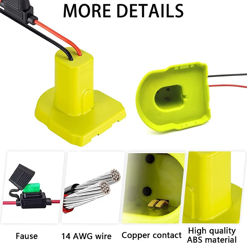 Imagem -05 - Adaptador de Roda Elétrica para Ryobi Bateria com Fusível Conector da Bateria 18v 14.4v 18v Nimh Nicd Li-ion