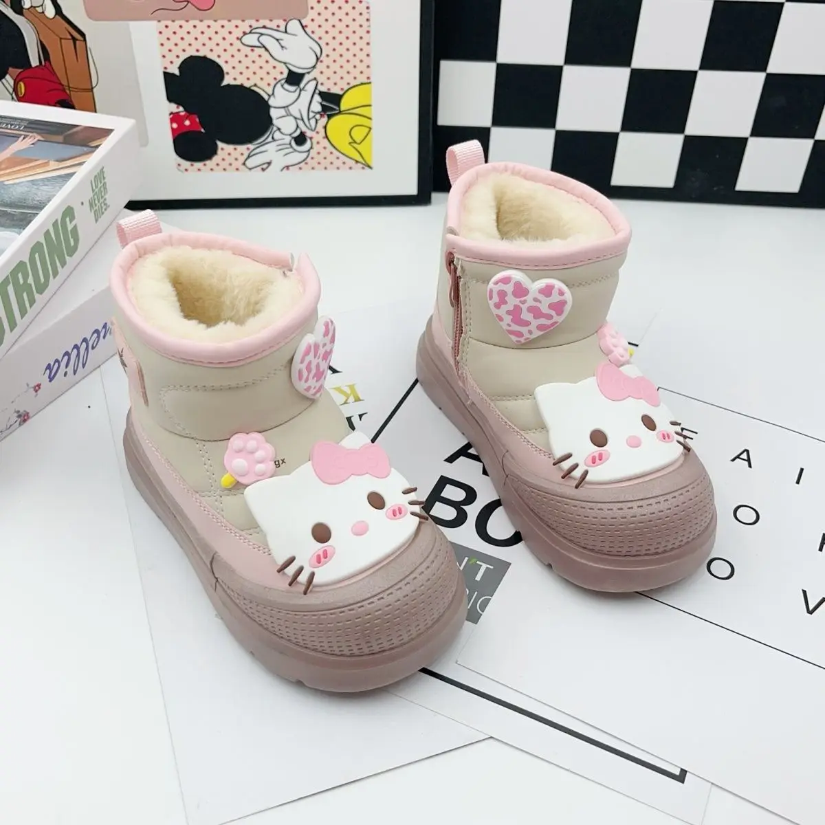 Kawaii سانريو مرحبا كيتي أفخم الاطفال الأحذية القطنية الخريف الشتاء رشاقته الكرتون أنيمي مارتن التمهيد نونسليب حذاء كاجوال فتاة هدية #2