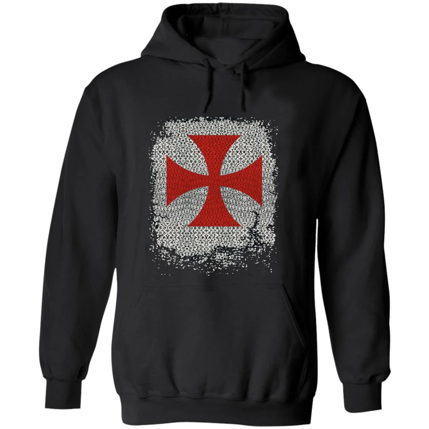 

Novelty Medieval Crusader / Templar Chain Mail with Cross Sign Pullover Hoodie Comfortable Cotton Casual Mens Sweatshirt