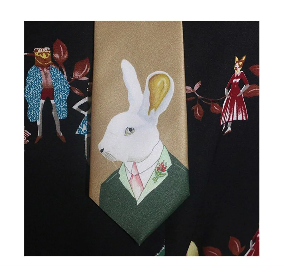 Dutch bag soil cool small tie shirt original design short children's uniform accessories lazy college rabbit pattern tie