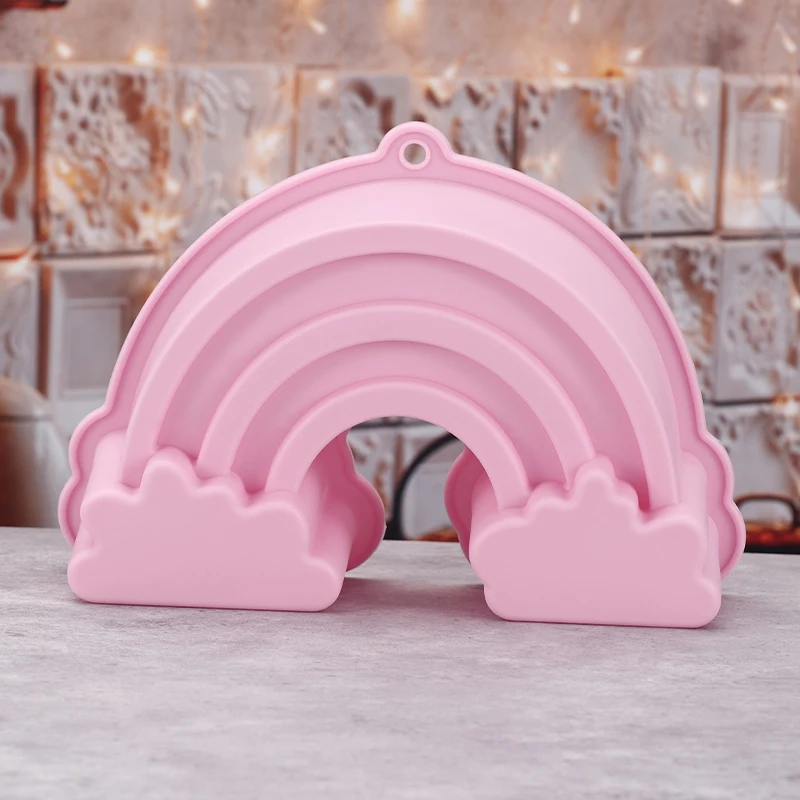 Rainbow Silicone Cake Mold Gypsum Aroma Cake Decorating Moulds Handmade Soap Chocolate Mold Kitchen Baking Cake Mould