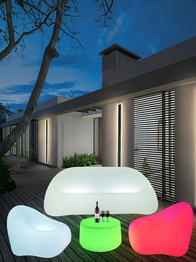 Creative leisure luminous table, circular sofa chair, outdoor combination card seat, outdoor stool, entertainment bar table