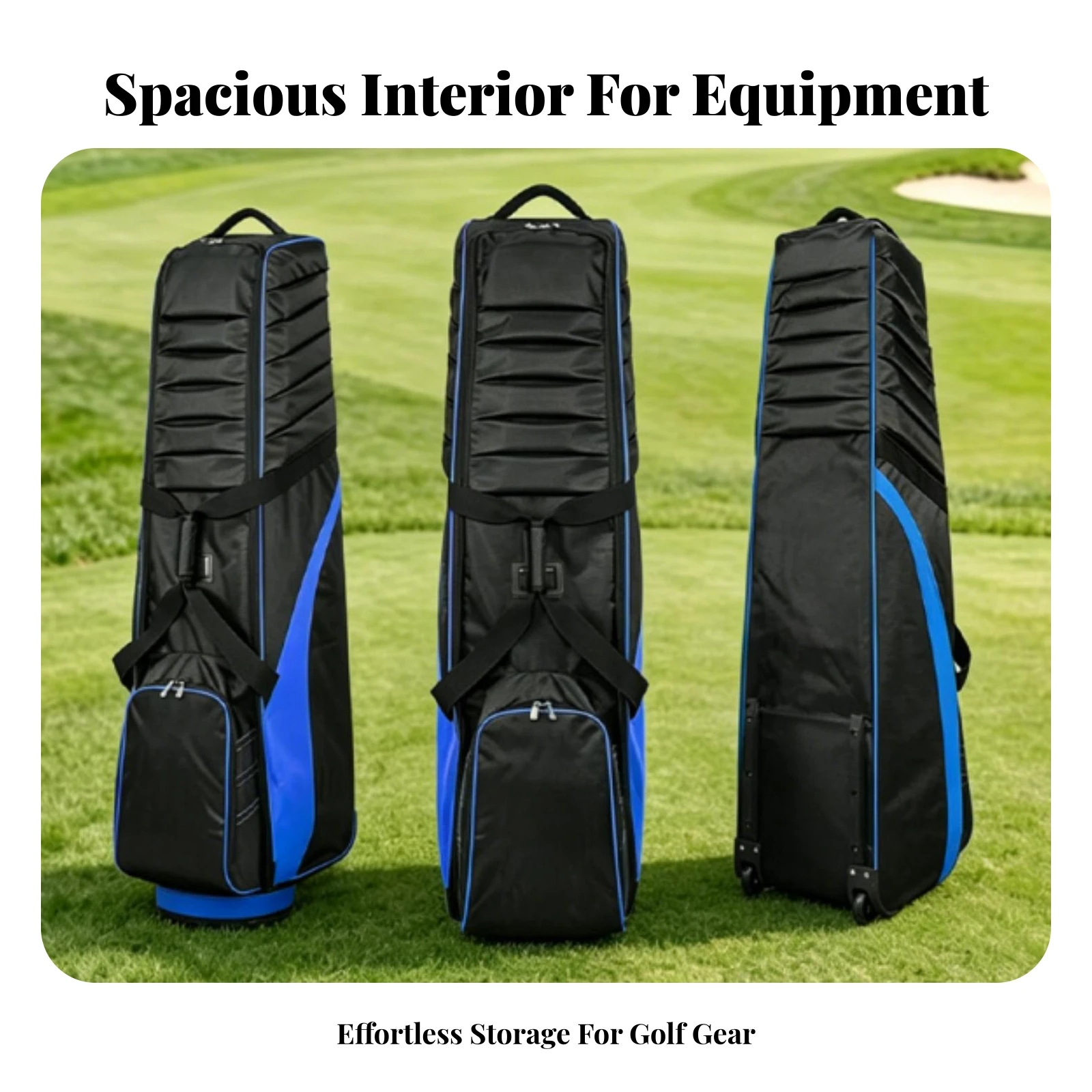 

Sports Luggage Golf Travel Bag Wear-Resistant Wheeled Golf Travel Bag Large Capacity Full-Length Zipper for Transport