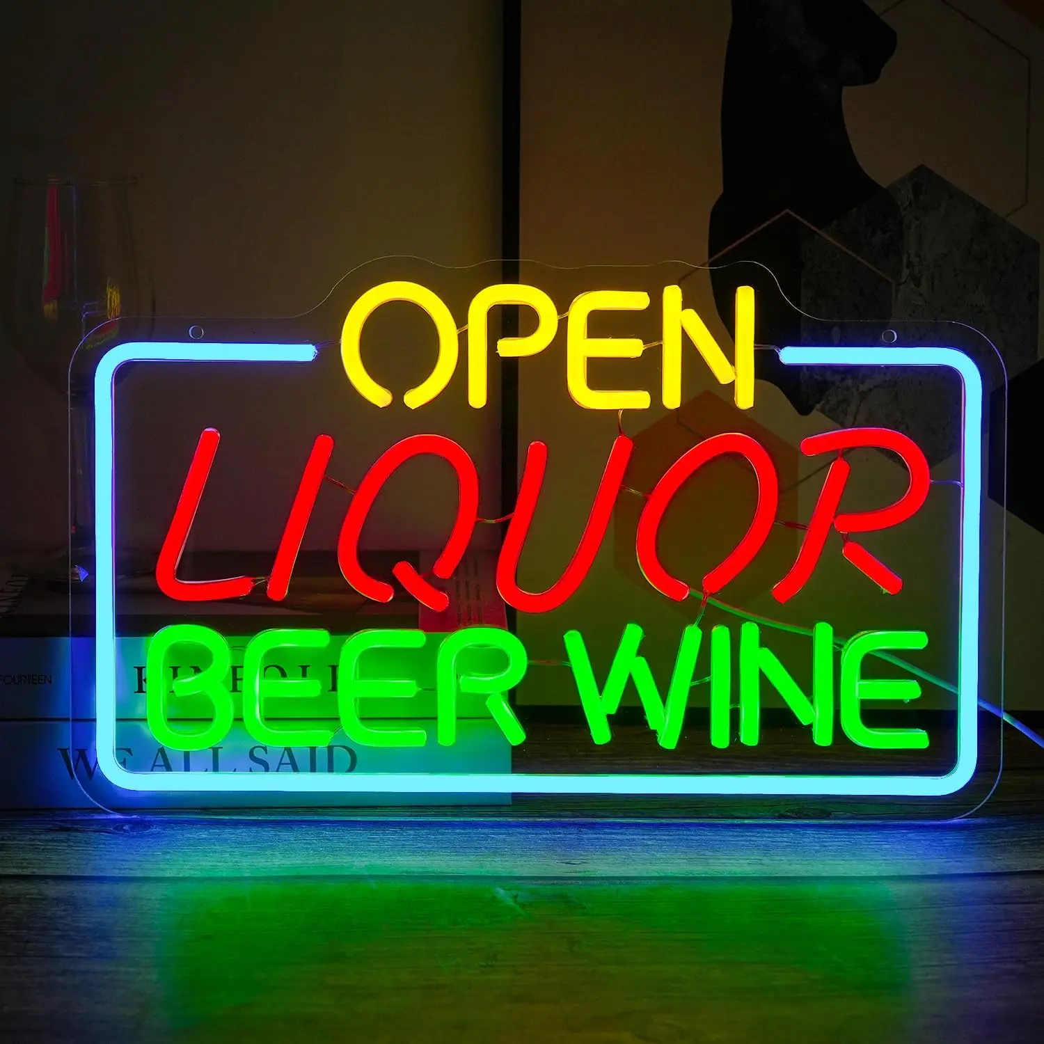 Open Liquor Beer Wine Neon Sign USB Dimmable LED Neon Light For Home Bar Man Cave Sport Pub Restaurant Bistro Shop Welcome Sign