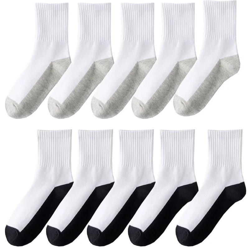 10 أزواج من القطن الخالص للأطفال الأولاد والبنات جورب للأطفال الصغار جوارب رياضية لطلاب المدارس لربيع الخريف جورب أنبوبي متوسط الموضة الناعمة