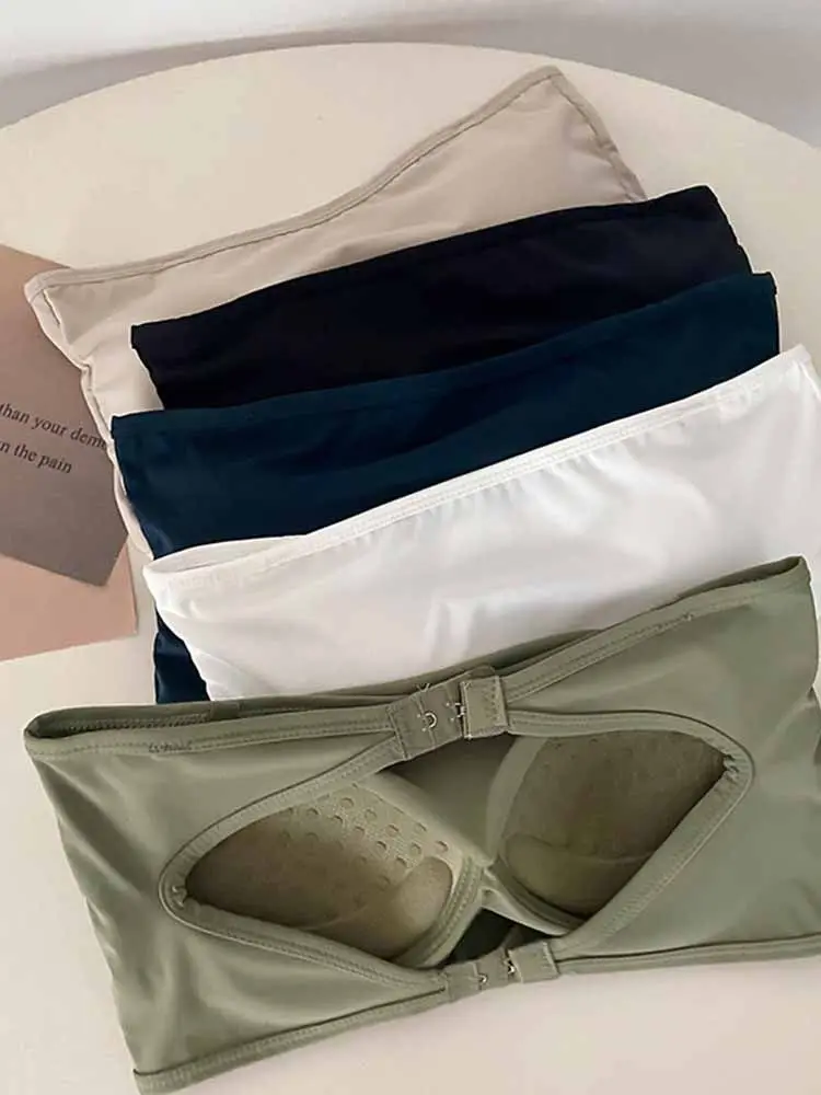 เสื้อกล้ามผ้าไหมน้ำแข็งสำหรับผู้หญิง ชุดชั้นในแบบมีโครงในตัว บราท็อปแบบสวมใส่สบาย เหมาะสำหรับใส่ทำงานหรือใส่ลำลอง