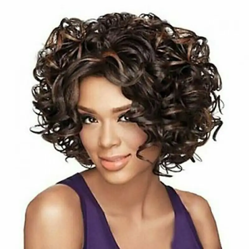 

Charming Soft Curly Heat Resistant Synthetic Brown Capless Women Wig