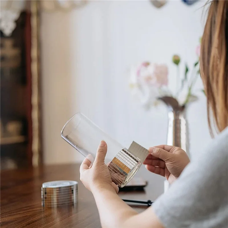 26 PCS Mirror Mosaic Tiles Self Adhesive Disco Ball Tiles Small Square Mirror Mirror Tiles Sticker for DIY Craft SQ