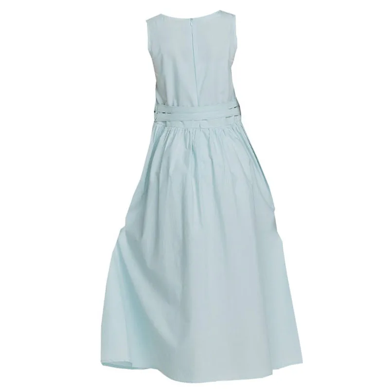 فستان صيفي أزرق أصفر وردي للفتيات جديد 2025 فساتين لطيفة للفتيات 10-12 6 7 8 9 11 13 14 15 17 18 20 25 سنة مع بطانة #3