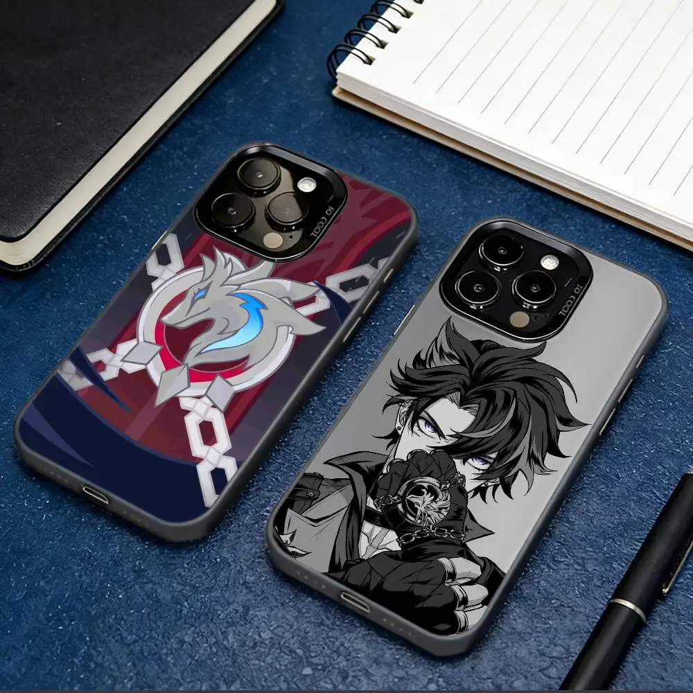 

W-Wriothesley Genshin Phone Case For iPhone 17,16,15,14,13,12,11 Plus,Pro Max,XS,Colorful Silver Black Cover