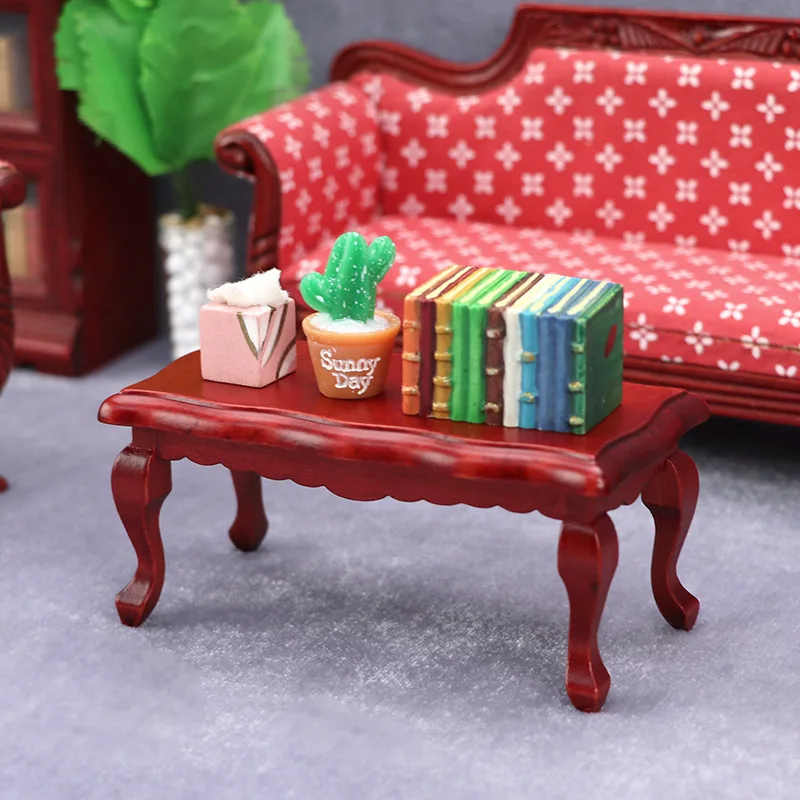 Miniature Dollhouse Accessories 1:12 Dollhouse Photographic Scene Props Furniture Wave-shaped Tea Table Doll House Ornament Toys