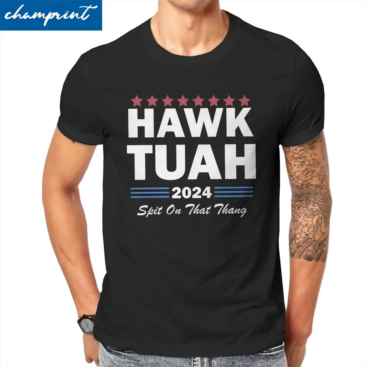 Hawk Tuah Spit on that Thang 2024 T Shirt Men Cotton Novelty T-Shirt Crew Neck  Tees Short Sleeve Clothing Adult