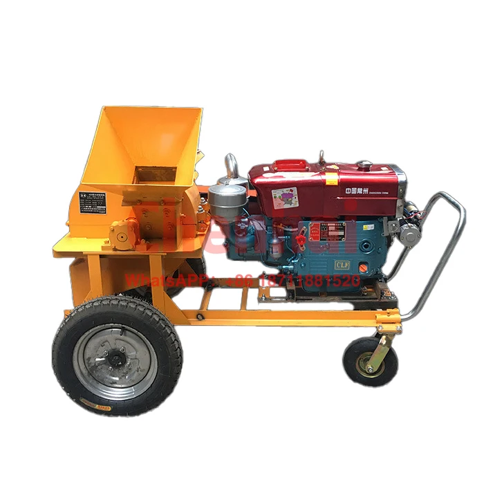 

Branch wood grinder crusher tree branch chipper garden tree leaf branch shredder machine with engine gasoline engine