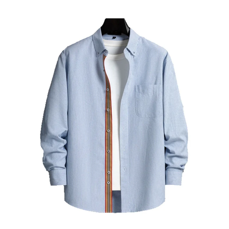 Plus Size Men's Long Sleeve Shirt Hot Sale 100% Cotton Washed Shirt Men's Top Men's Clothing