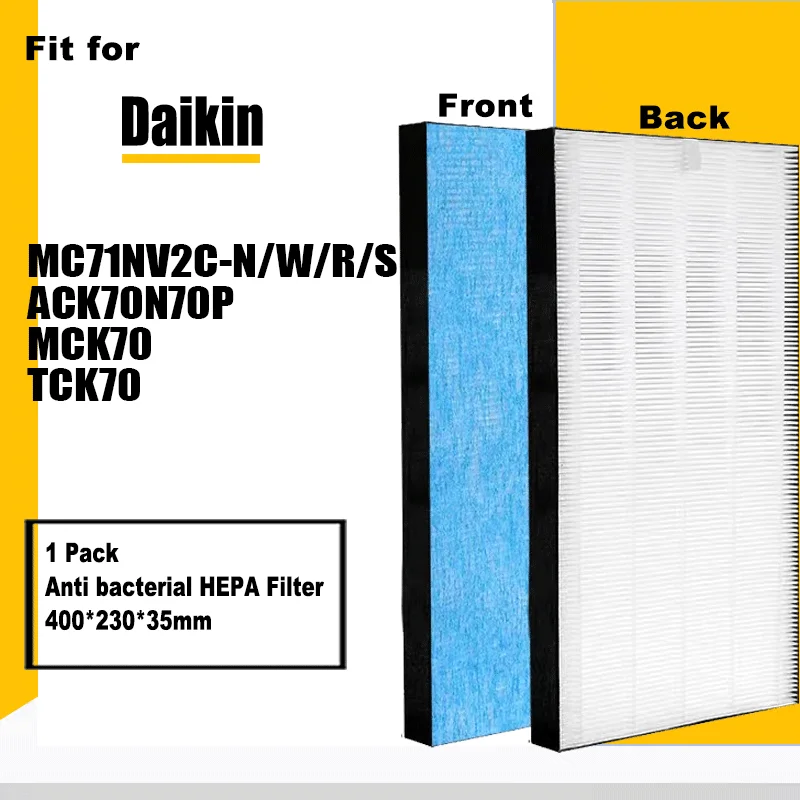 Replacement HEPA Filter For Daikin MC71NV2C-N/W/R/S ACK70N70P MCK70 TCK70 Air Purifier Filter,400*230*35mm