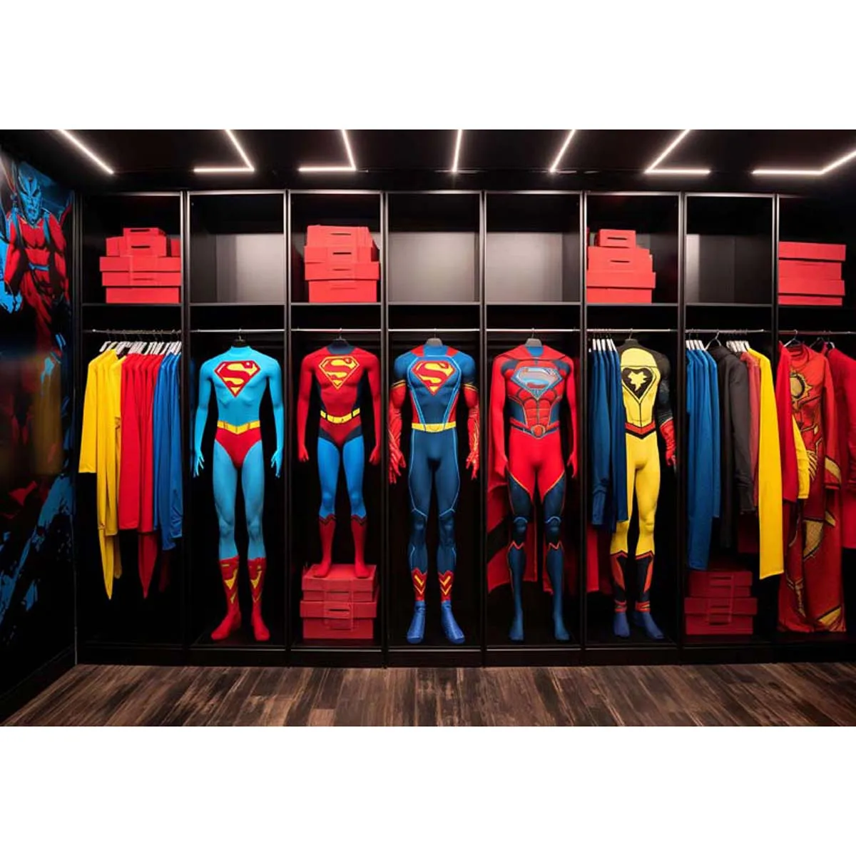 Allenjoy Superhero Closet Backdrop