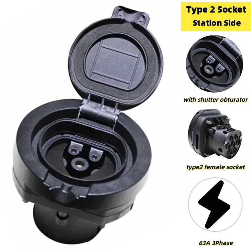 

EVSE Type 2 Female Socket IEC 62196-2 63A 3Phase AC Compatible with TYPE2 Charging Station for Type2 EV Charger Connector