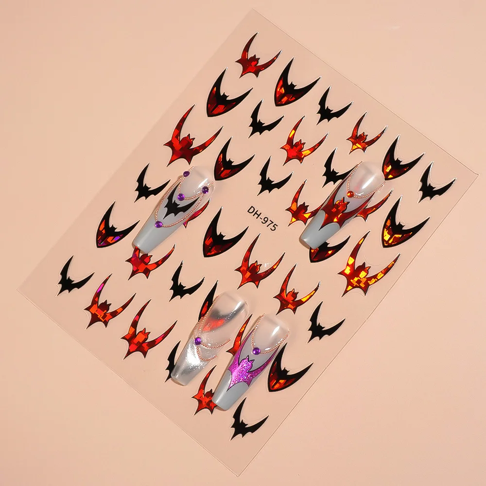 1/5 قطعة الخفافيش مسمار ملصقات ثلاثية الأبعاد شقة القوطية نمط مسمار الفن أعواد تزيين النساء DIY بها بنفسك ذاتية اللصق مانيكير الديكور الشارات