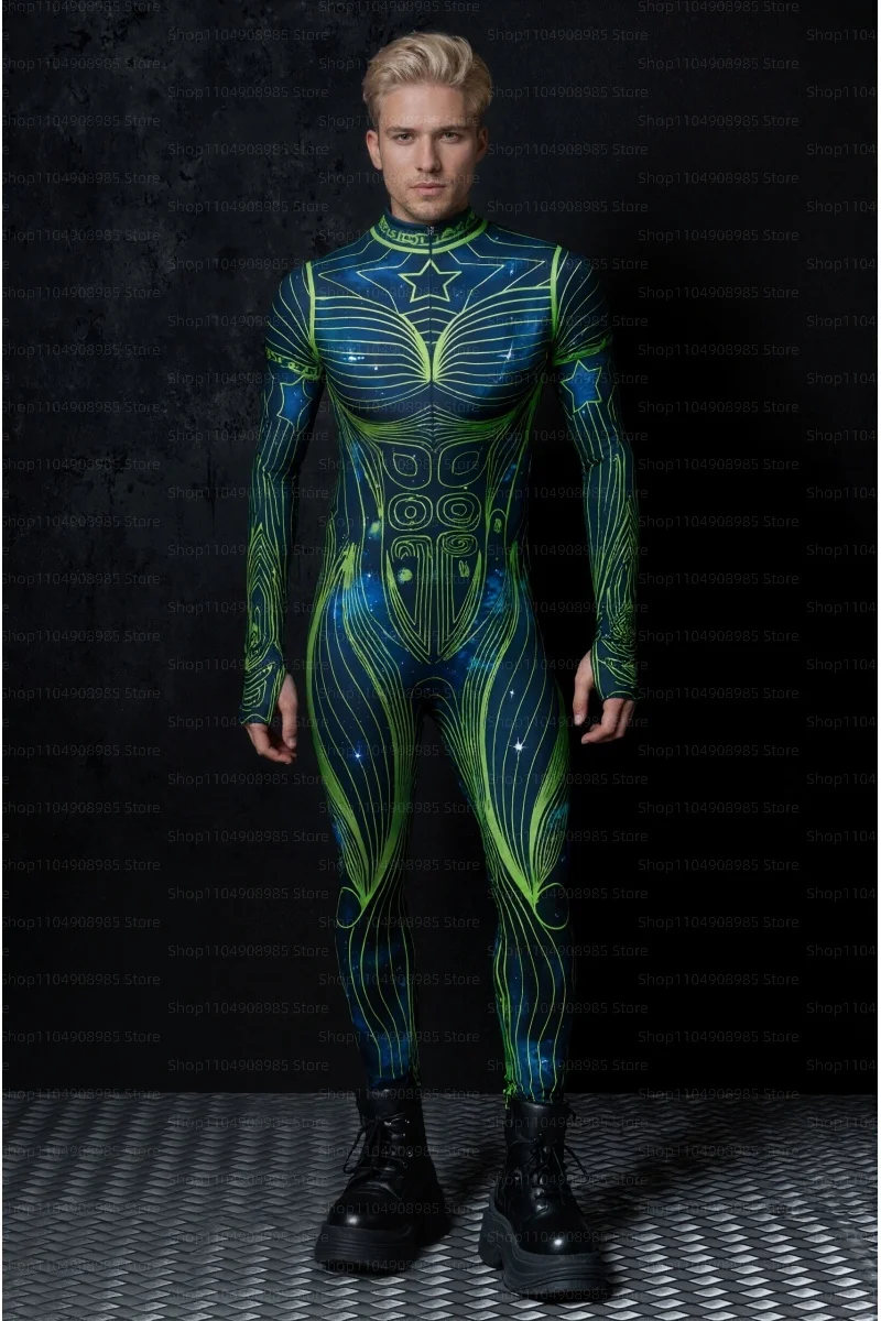 

New Fashion Hombre Jumpsuit Bodysuit with Eye-catching Starry Pattern Costume Halloween Daily Party Shows Men Suit