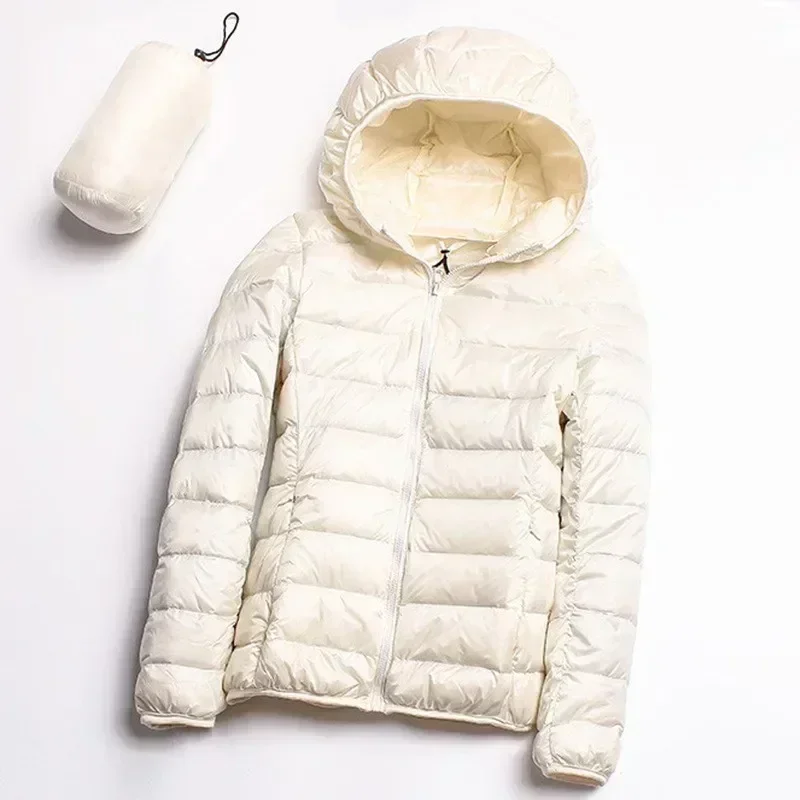 2024 plus Größe 7xl 6xl 5xl Herbst Damen leichte Daunen mäntel Kapuzen jacken Herbst wasserdicht packbar Winter warm weiblich – Detail 6