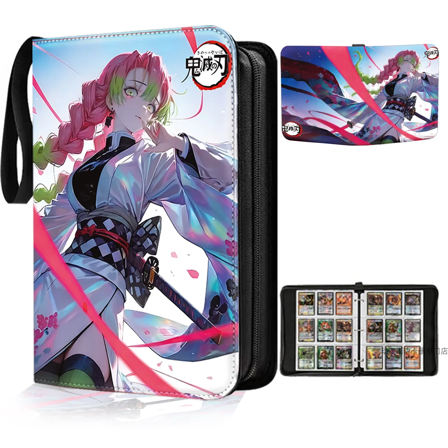 Hot Demon Slayer Card Album 400/900pcs 4/9 Grid Slots Zipper Binder Card Zipper Double Pocket Collection Binder Holder