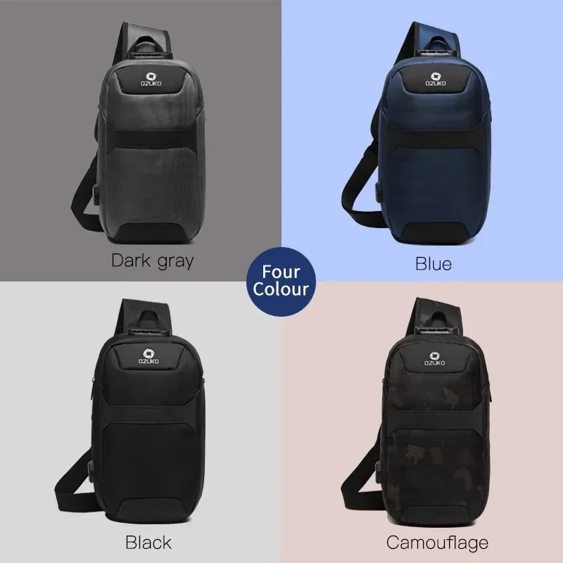 Mannen Anti-Diefstal Crossbody Tassen Mannelijke Kwaliteit Waterdichte Usb-Poort Borstpakket Korte Reis Messenger Sling Tas Schouderborst Tas