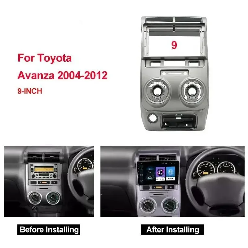 For TOYOTA AVANZA 2004-2012 9 Inch Car Radio Fascia Frame 2DIN Install Panel Dashboard Right Peptide