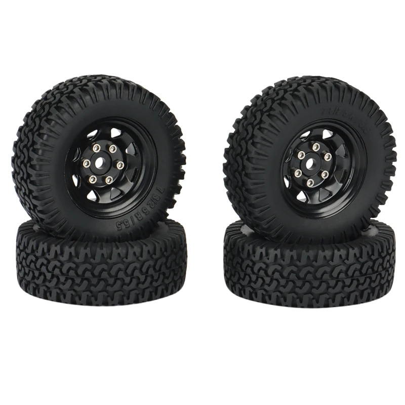 

HOT-4PCS 1.55 Metal Beadlock Wheel Rim Tires Set For 1/10 RC Crawler Car Axial Jr 90069 D90 TF2 Tamiya CC01 LC70 MST