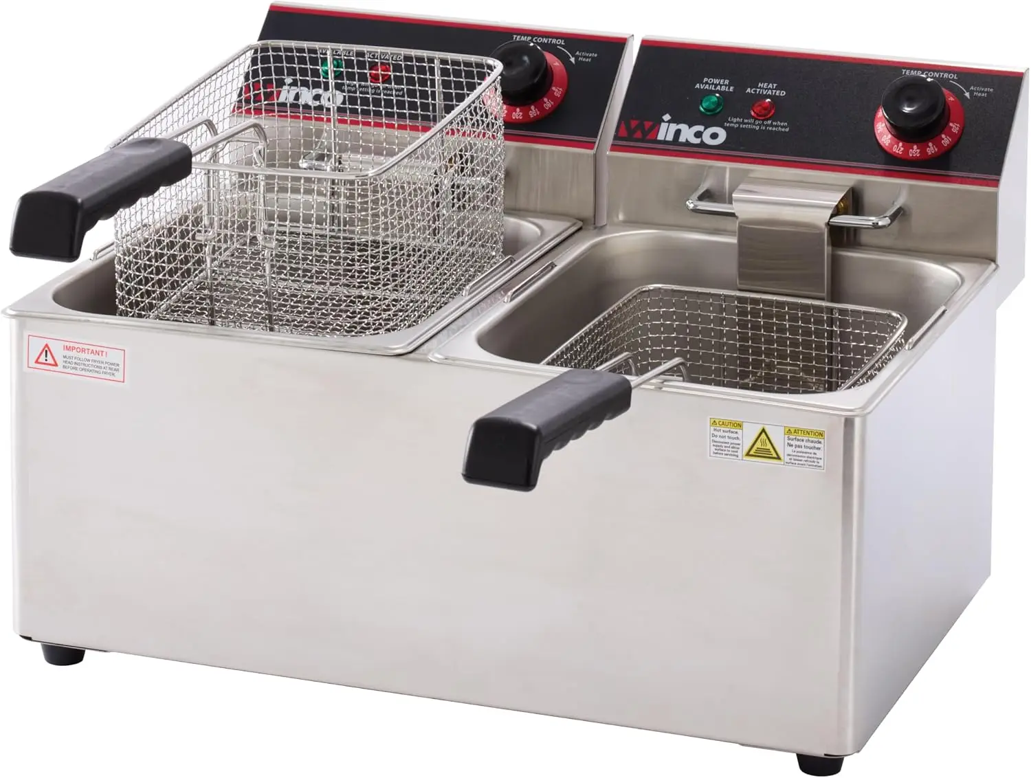 ^Commercial-Grade Electric Countertop Deep Fryer, Dual Well,Silver