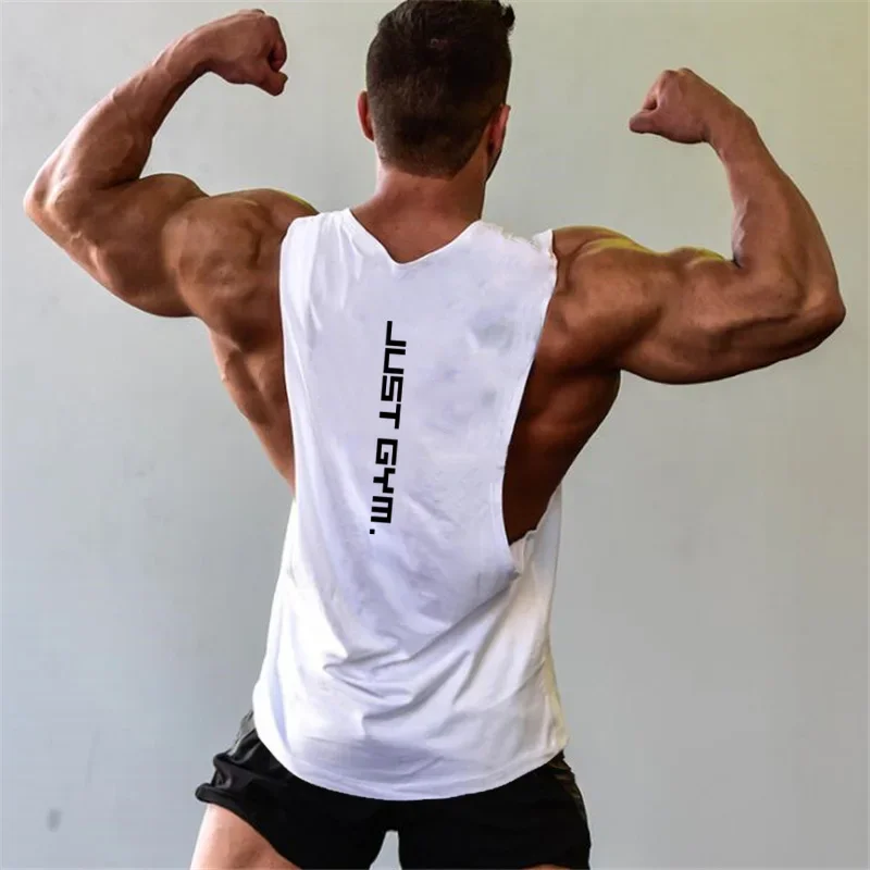 Marka Just odzież do siłowni Fitness męskie boki odcięte t-shirty opuszczone wycięcia pod pachami podkoszulki do kulturystyki trening kamizelka bez rękawów