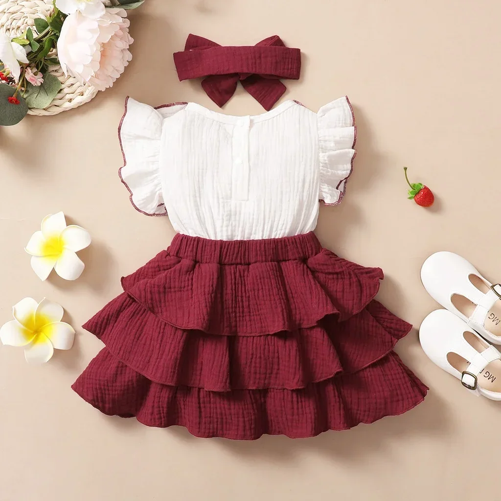 Dress For Kids 3-24 Months Korean Style Fashion Butterfly Sleeve Cute Princess Formal Cake Dresses Ootd For Newborn Baby Girl