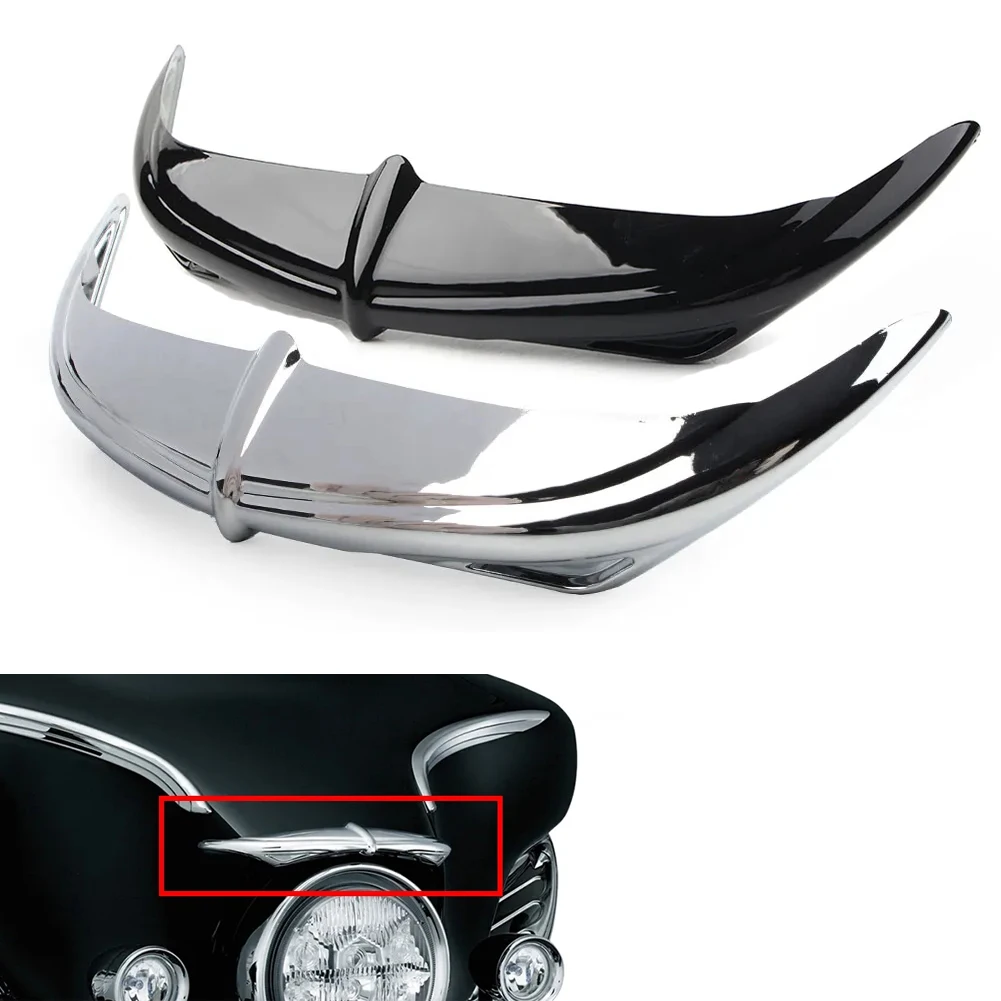 Chromowany/czarny reflektor motocyklowy Batwing Eyebrow Eyelid Fairing Accent Trim dla Harley Electra Street Glides Trikes 1996-2013