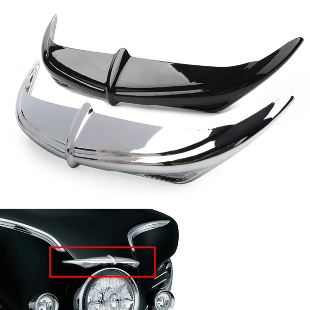 Chromowany/czarny reflektor motocyklowy Batwing Eyebrow Eyelid Fairing Accent Trim dla Harley Electra Street Glides Trikes 1996-2013