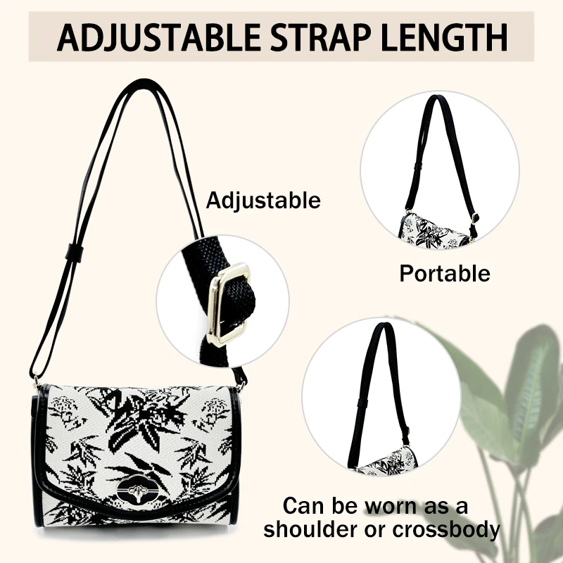 New Fashion Knitted Bag Embroidered Eco-Friendly Cloth Shoulder Bag Adjustable Messenger Bag Women's Handbag Shopping Bag